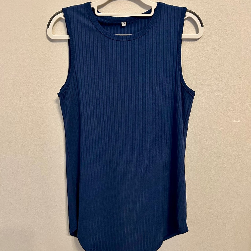 NWOT, Navy Blue Ribbed Tank Top, Size Small
